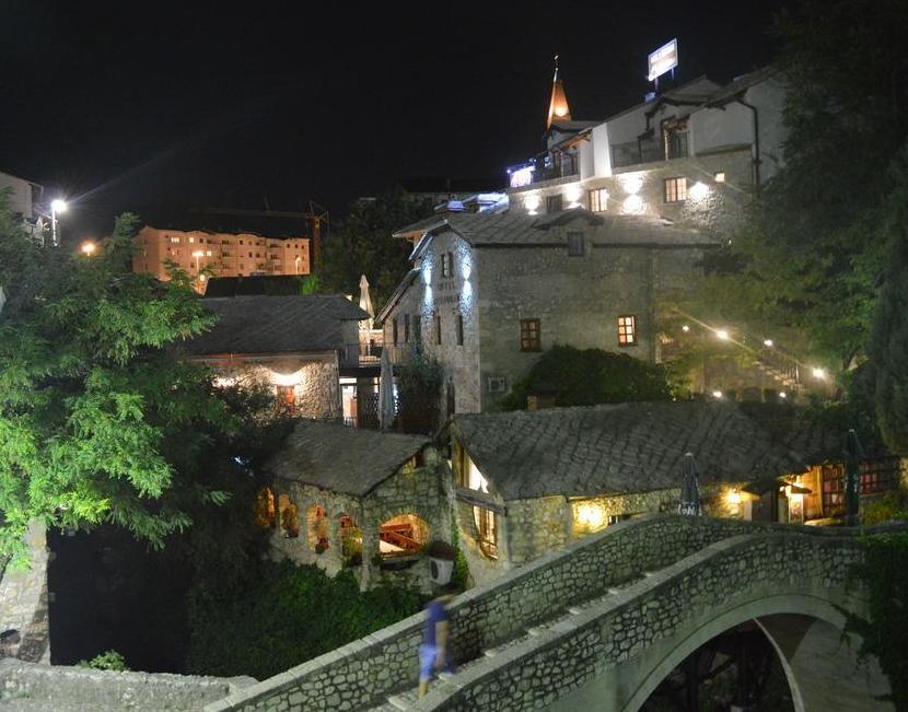 Old town of Mostar, rear view of Hotel Kriva Cuprija