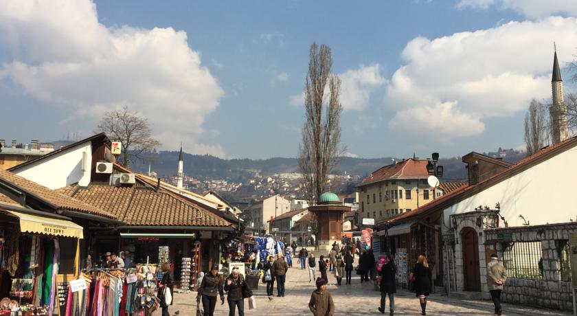 Old town of Sarajevo with markets