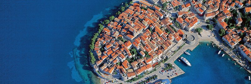 Aerial view of Korcula old town