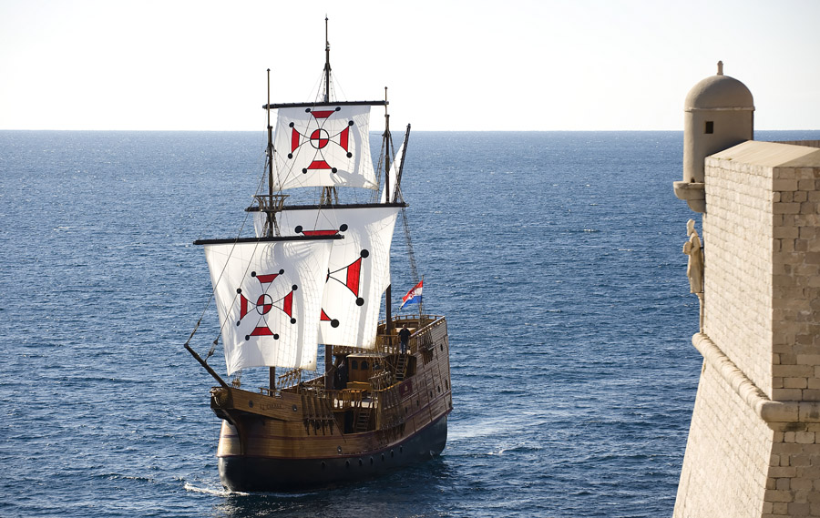 Historic sailing ship from Dubrovnik city walls