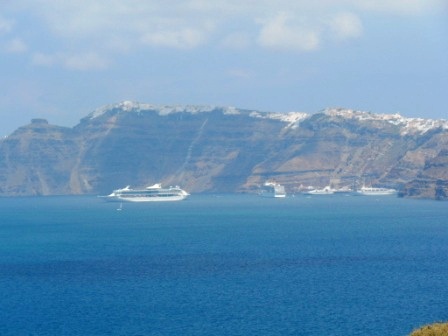 Santorini from boat