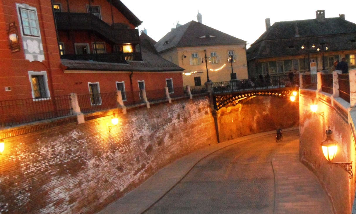 Liars Bridge at night, Sibiu